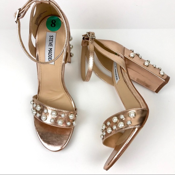 Steve Madden Shoes - Steve Madden Madiera Pearl Rose Gold Heels 8